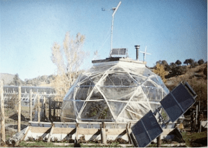 The last bio-dome designed by Buckminster Fuller, completed at the Windstar Foundation, Snowmass, Colorado, 1983.